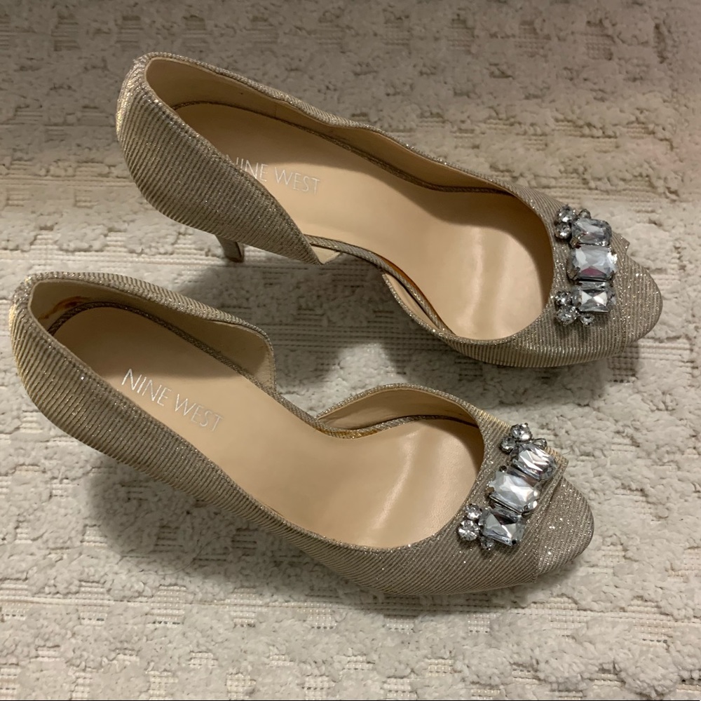 Nine West Silver and Gold Embellished Heels